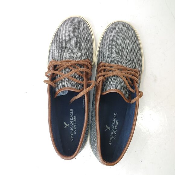 American Eagle Mens Size 12 Herringbone Canvas Sneakers Lace Up 6487-020 - Picture 4 of 12